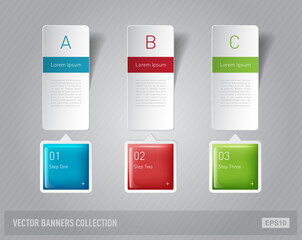 modern infographic template, paper banners with glossy plastic buttons