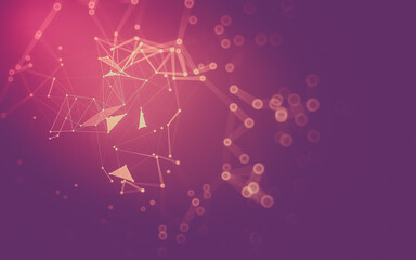Abstract background. Molecules technology with polygonal shapes, connecting dots and lines. Connection structure. Big data visualization.