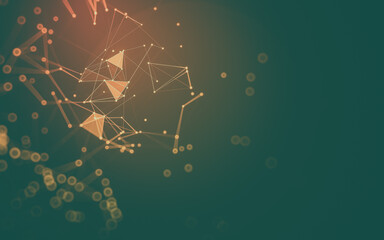 Abstract background. Molecules technology with polygonal shapes, connecting dots and lines. Connection structure. Big data visualization.