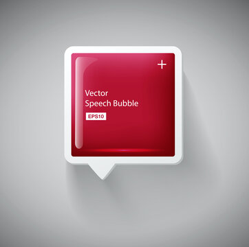 Stylish glossy red square vector speech bubble