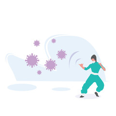 
melawan virus corona Ilustrasi vektor pertarungan virus covid-19 corona. menyembuhkan virus corona. orang melawan konsep virus. konsep vaksin virus korona. akhir 2019-ncov. jangan takut dengan konsep