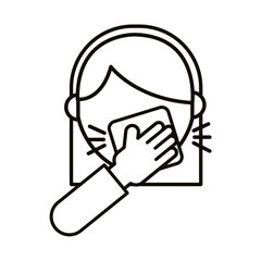 woman coughing in handkerchief line style