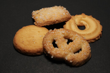 Butter Cookies, Butter Cookies on Black Background