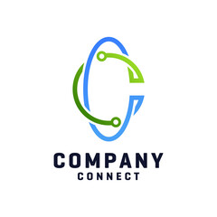 Initial Letter C line logo Connected circle symbol