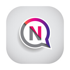 logo N letter colorful on circle chat icon. Vector design for your logo application for company identity.