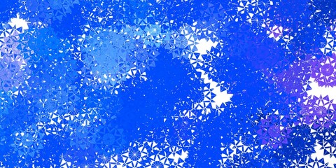 Light Pink, Blue vector template with ice snowflakes.