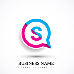 logo S letter colorful on circle chat icon. Vector design for your logo application for company identity.
