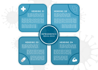 Infographic coronavirus design square shape style for medical with space for text