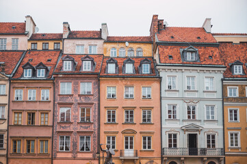 Fototapeta na wymiar European houses in the old town of Warsaw, Poland