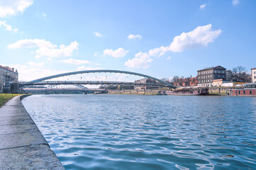 Fototapeta premium Vistula river in Krakow overlooking the Jewish Quarter