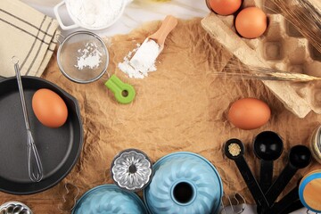 still life with eggs and flour