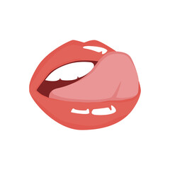 vector illustration of mouth with tongue up