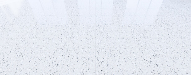 3d rendering of granite floor with grid line and shiny reflection with clear glass door in...