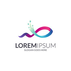 Fish wave logo 3d gradient colors suitable for fishing sport, aquarium hobby, decorative fish, seafood market and restaurant, etc