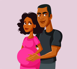 Young Couple Expecting Baby Vector Illustration