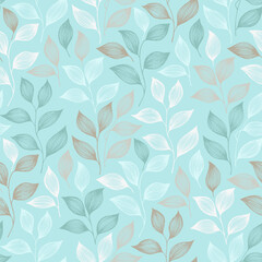 Wrapping tea leaves pattern seamless vector illustration.