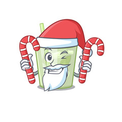 Friendly mojito lemon cocktail dressed in Santa Cartoon character with Christmas candies