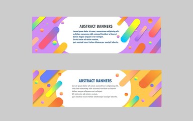 Set of colorful abstract design banner web template.