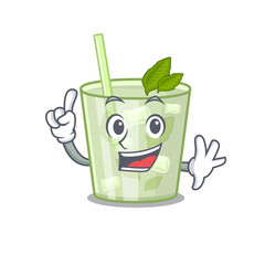 Mojito lemon cocktail caricature design style with one finger gesture