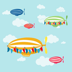 Colourful Airship Balloon in sky