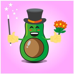 Cute half avocado magician cartoon character design