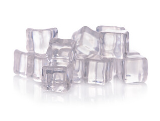  ice cubes on white background.