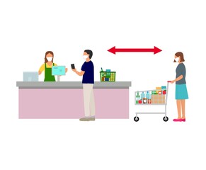 Fototapeta premium ソーシャルディスタンス 買い物