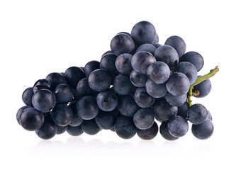 Bunch of black grapes isolated on white background