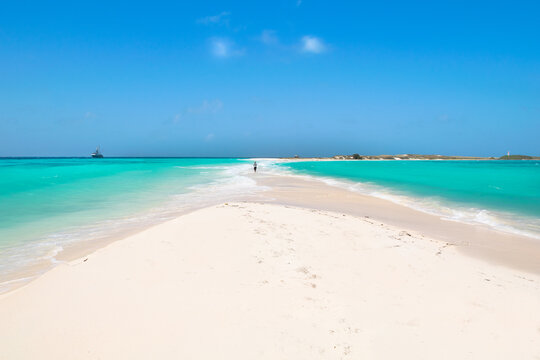 A beautiful day on the paradise beach in Cayo da Agua Island - Caribbean - Archipelago of Los Roques - Venezuela