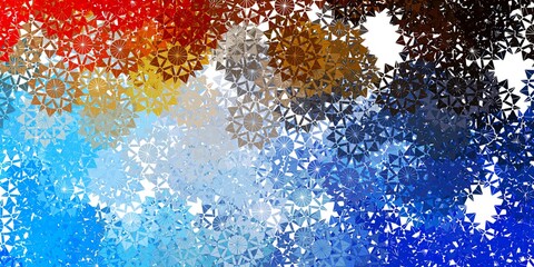 Light Blue, Yellow vector backdrop with xmas snowflakes.