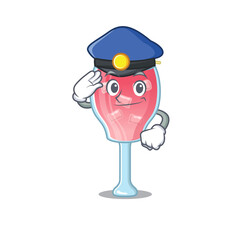 Police officer cartoon drawing of cosmopolitan cocktail wearing a blue hat
