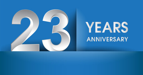 23rd years Anniversary celebration logo, flat design isolated on blue background, vector elements for banner, invitation card and birthday party.