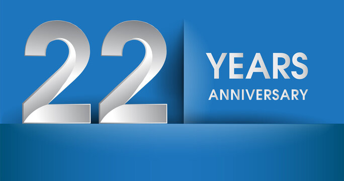 22nd years Anniversary celebration logo, flat design isolated on blue background, vector elements for banner, invitation card and birthday party.