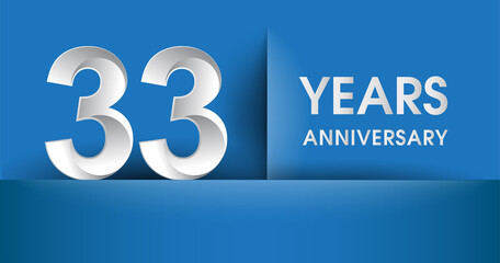 33rd years Anniversary celebration logo, flat design isolated on blue background, vector elements for banner, invitation card and birthday party.