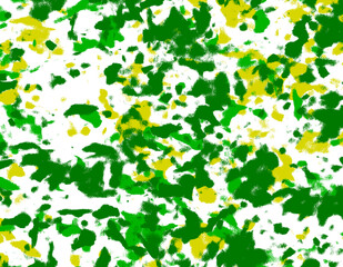 Tree, leaves and forest abstract background. Marbled wallpaper. Blurred splash mixed green, yellow and white color, blending effect filter grunge seamless pattern concept. 