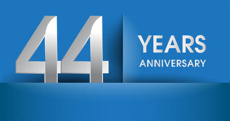 44th years Anniversary celebration logo, flat design isolated on blue background, vector elements for banner, invitation card and birthday party.