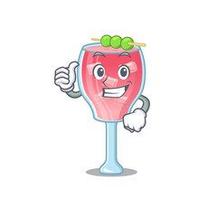 Cosmopolitan cocktail cartoon character design showing OK finger