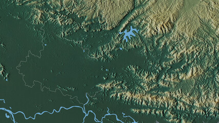 Bắc Giang, Vietnam - outlined. Relief