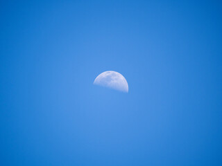 青空に浮かぶ下弦の月
