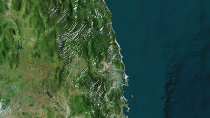 Bình Định, Vietnam - outlined. Satellite © Yarr65