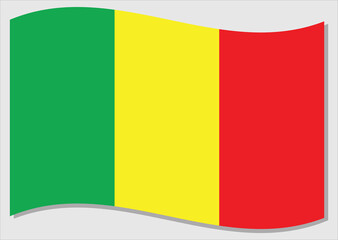 Waving flag of Mali vector graphic. Waving Malian flag illustration. Mali country flag wavin in the wind is a symbol of freedom and independence.
