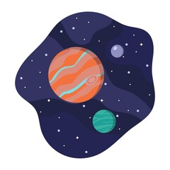Jupiter planet of solar system. Cartoon style icon isolated on white background.