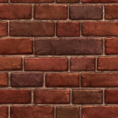 Obraz premium 繋ぎ目の無いブラウンのビンテージでアンティークなレンガ（煉瓦）のシームレスパターンタイリングイラスト