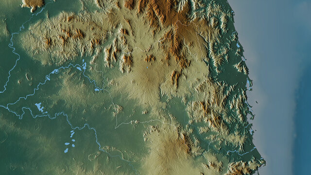 Gia Lai, Vietnam - outlined. Relief