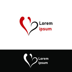 vector illustration of a heart, love logo in red and black