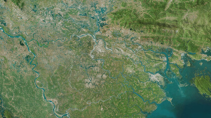 Hải Dương, Vietnam - outlined. Satellite