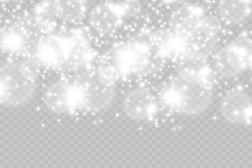 The dust sparks and golden stars shine with special light. Vector sparkles on a transparent background. Christmas light effect. Sparkling magical dust particles. 