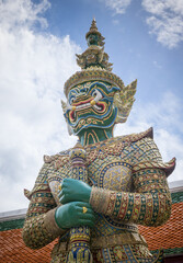 Giant statue at Temple of the Emerald Buddha (Wat phra kaew) ,Bangkok,Thailand.