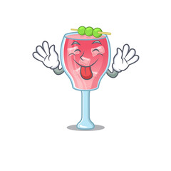 Funny cosmopolitan cocktail cartoon design with tongue out face