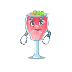 Mascot design style of cosmopolitan cocktail with waiting gesture